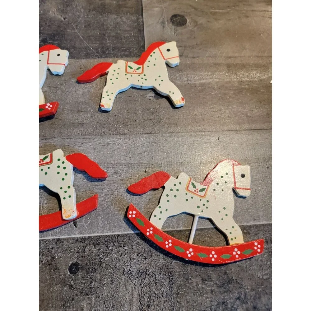 Wooden Rocking Horse‎ AS IS xmas decor set